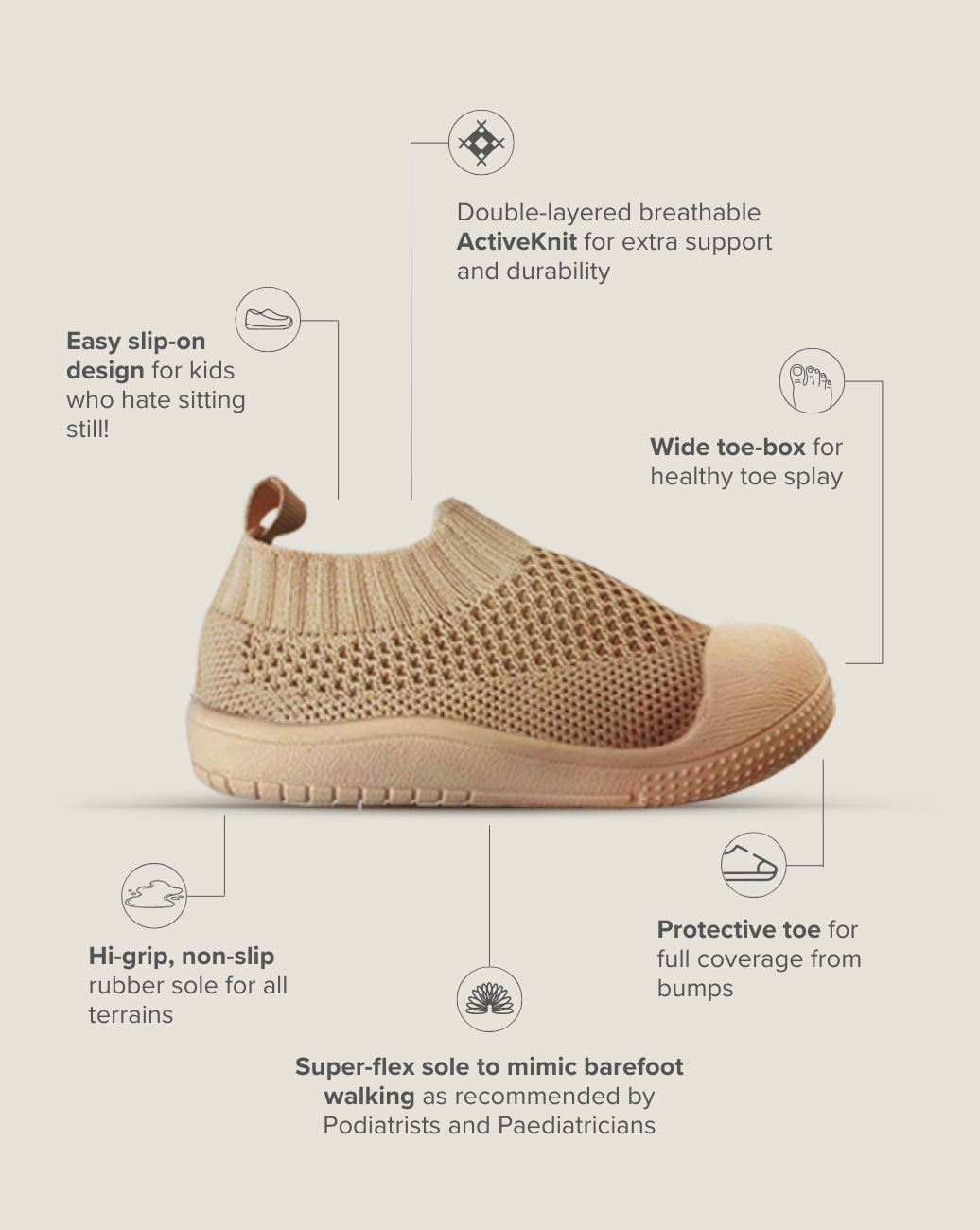 SOHLS® Slip-on Toddler Shoe – Sandstone Brown