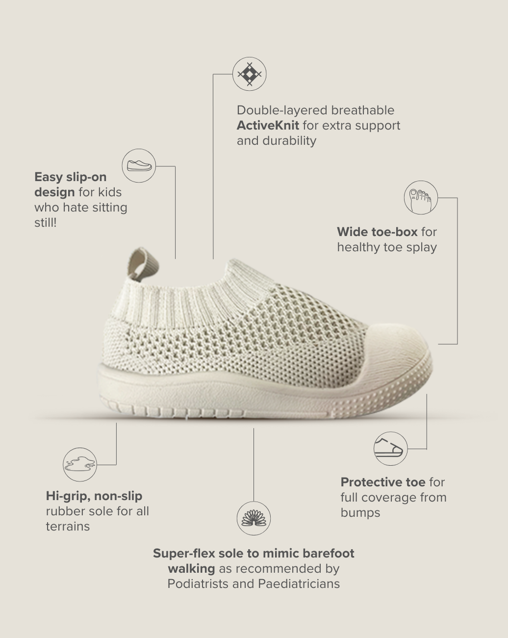 SOHLS® Slip-on Toddler Shoe – Ivory Dune