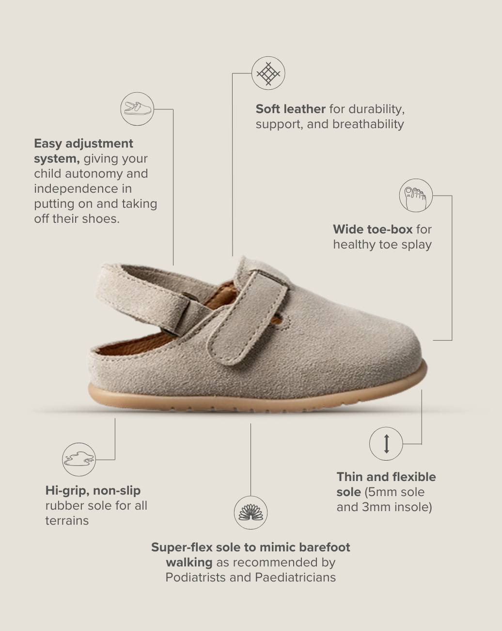 Barebound Toddler Clog – Cool Grey