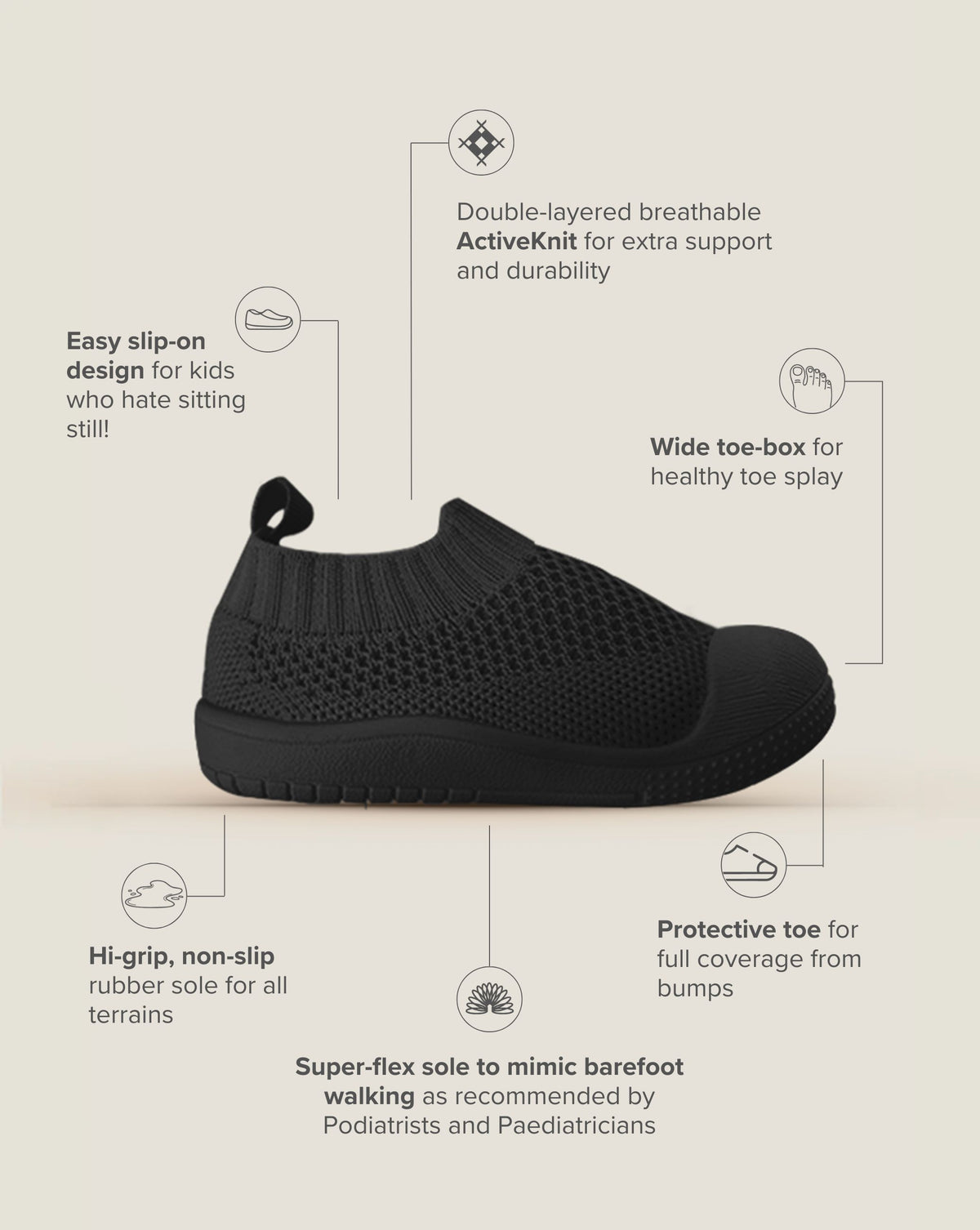 SOHLS® Slip-on Toddler Shoe – Onyx Black