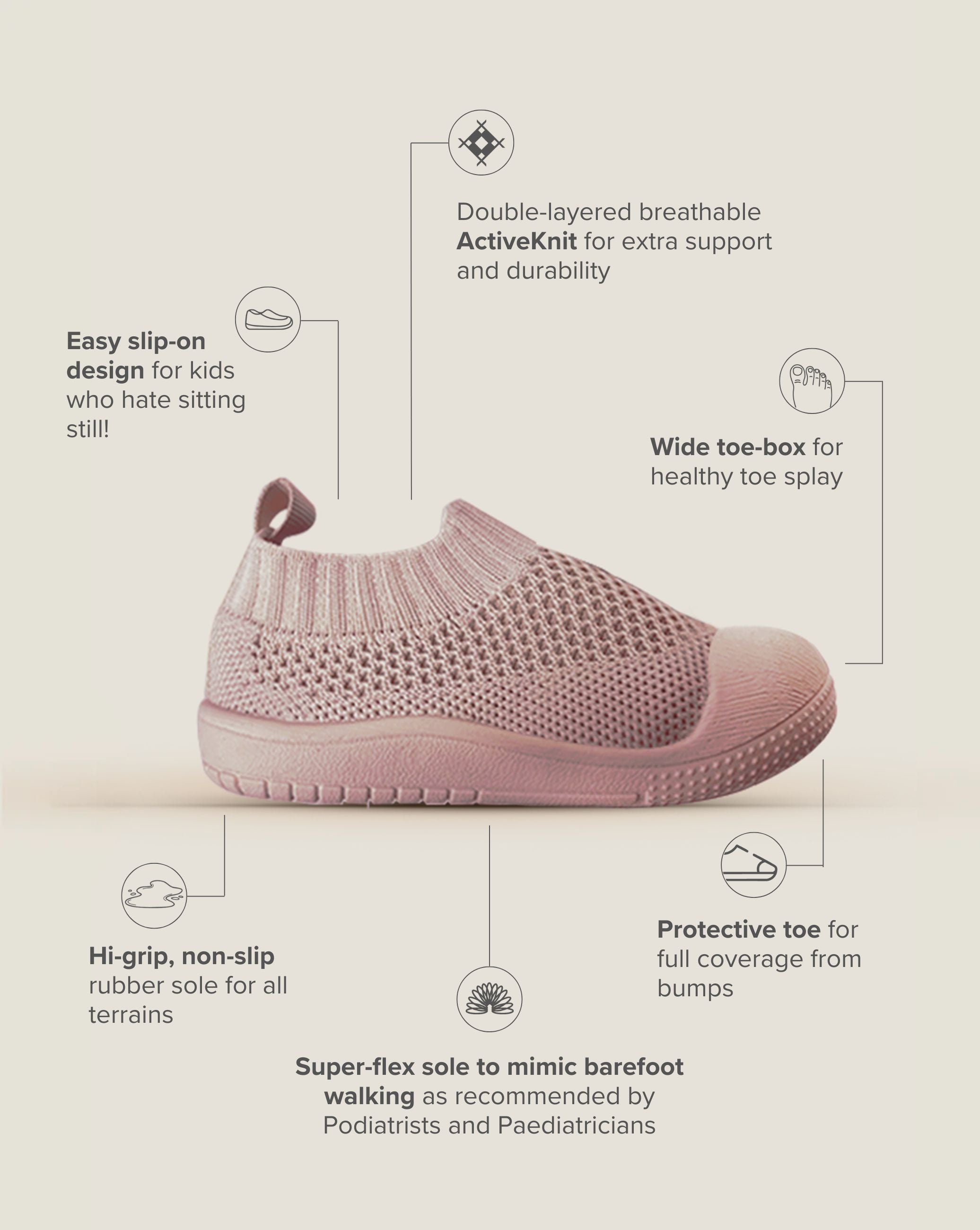 SOHLS® Slip-on Toddler Shoe – Dusty Rose