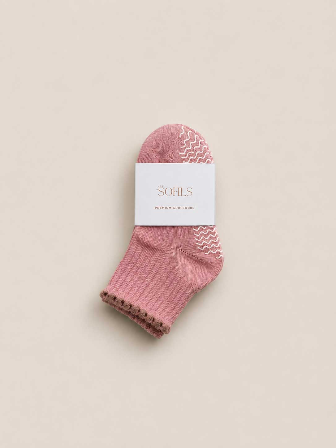 SOHLS Premium Grip Socks 3 Pack – Pink/Brown