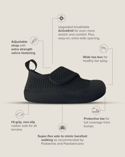 SOHLS® Velcro MOVE Toddler Shoe – Onyx Black