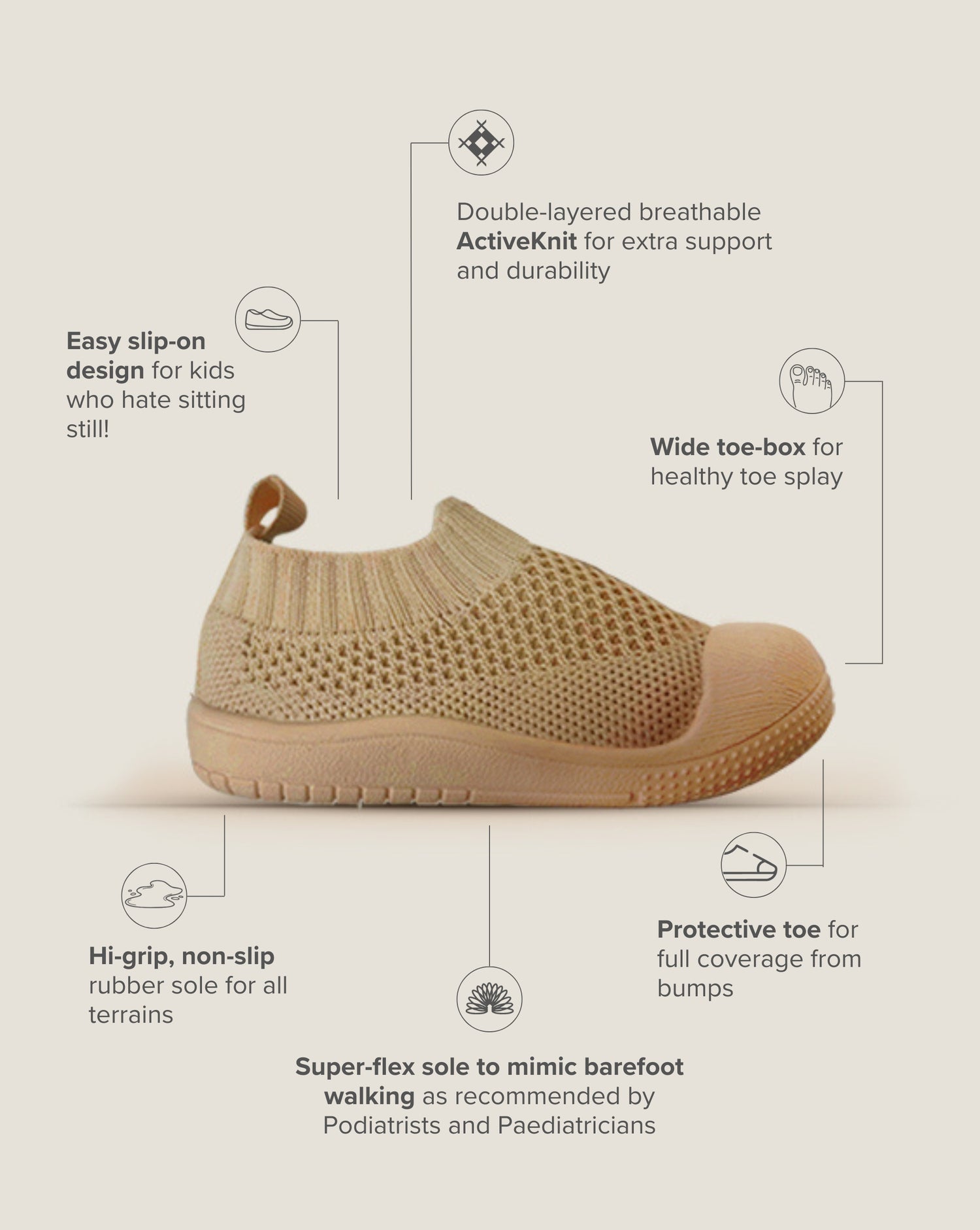 SOHLS® Slip-on Toddler Shoe – Sandstone Brown