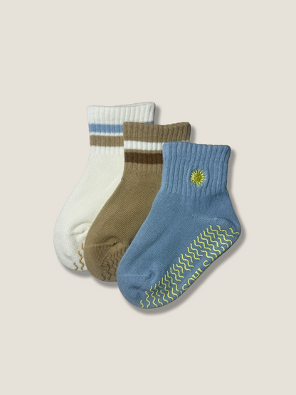 SOHLS Premium Grip Socks – 3 Pack Blue/Neutral