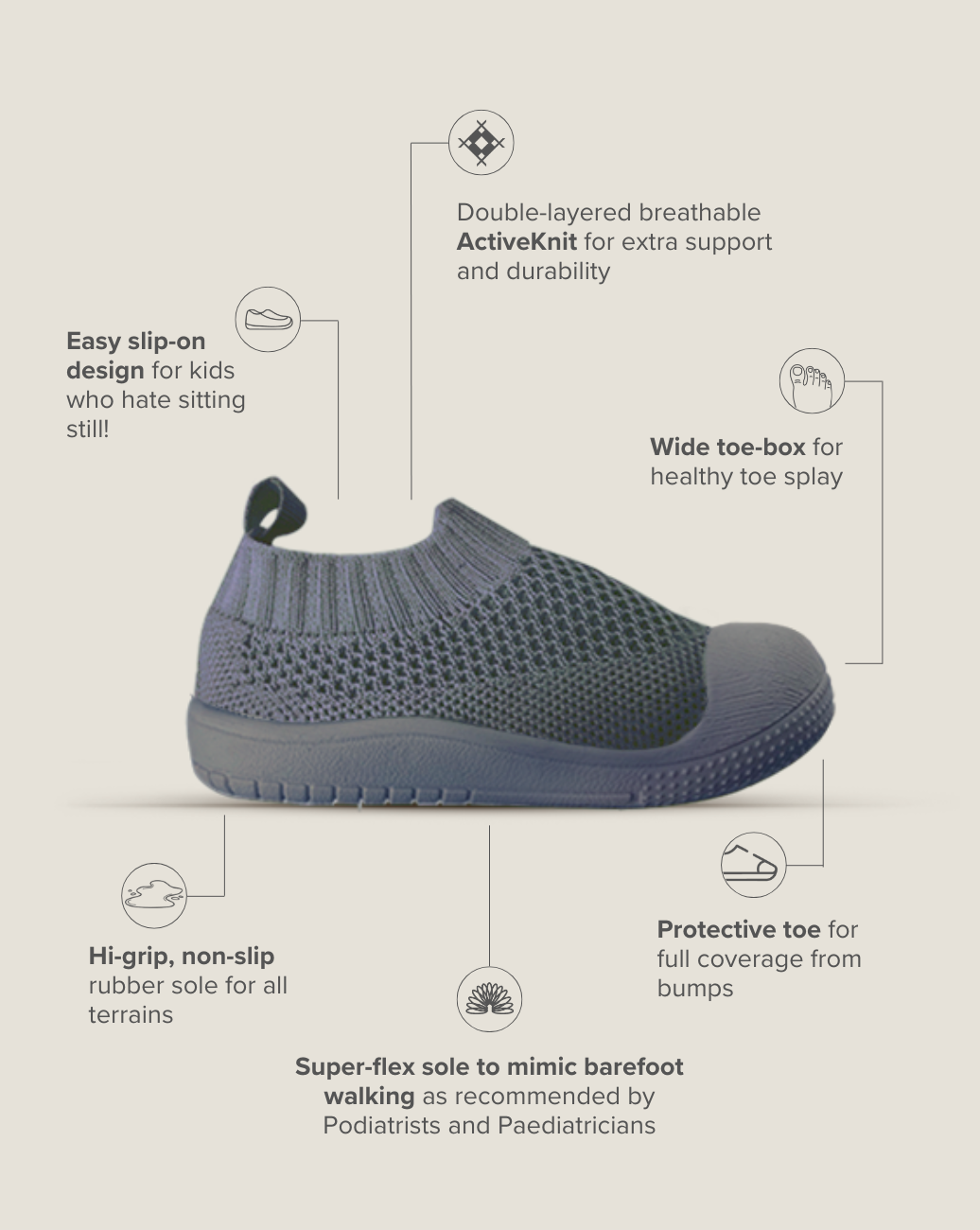 SOHLS® Slip-on Toddler Shoe – Slate Grey