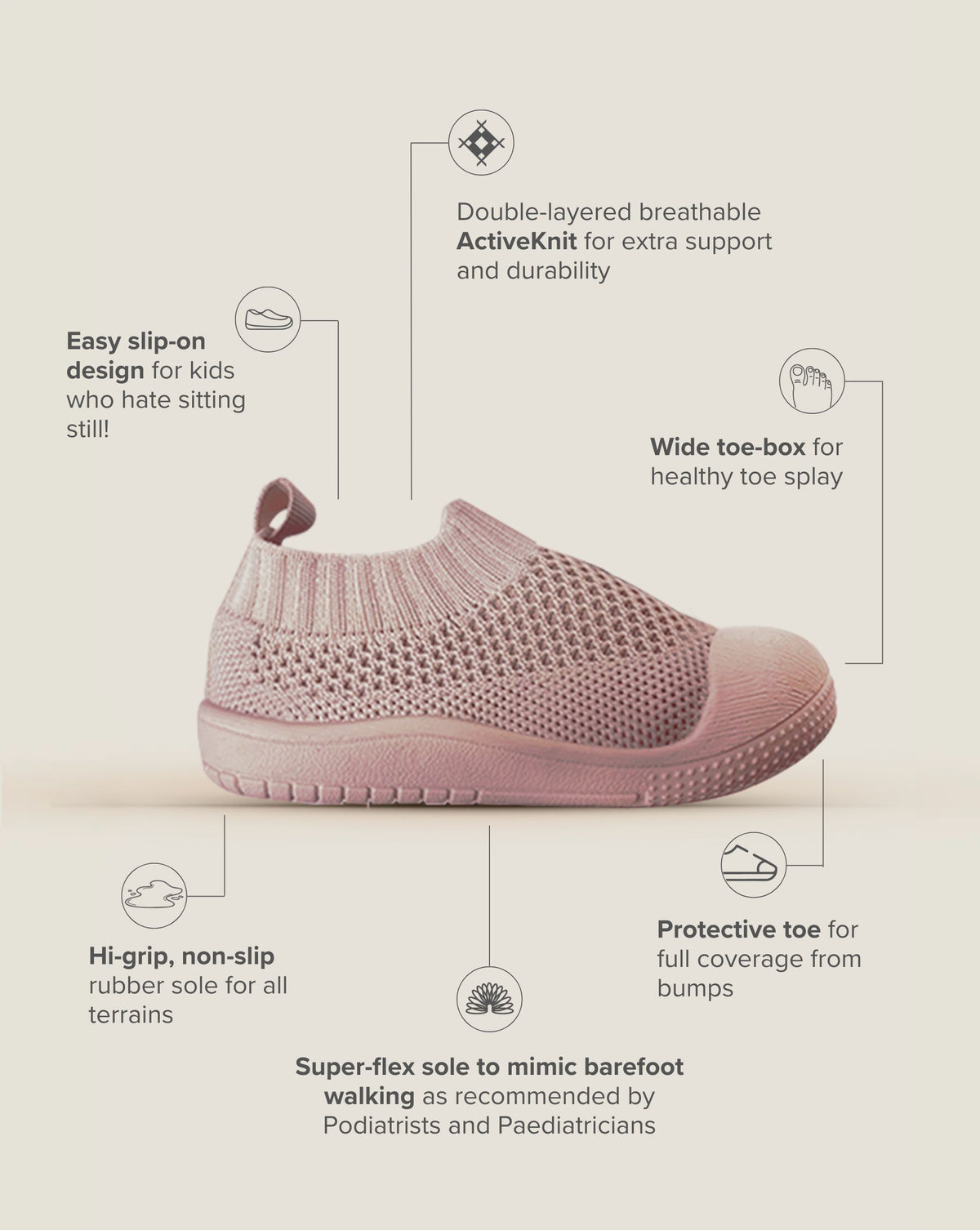 SOHLS® Slip-on Toddler Shoe – Dusty Rose