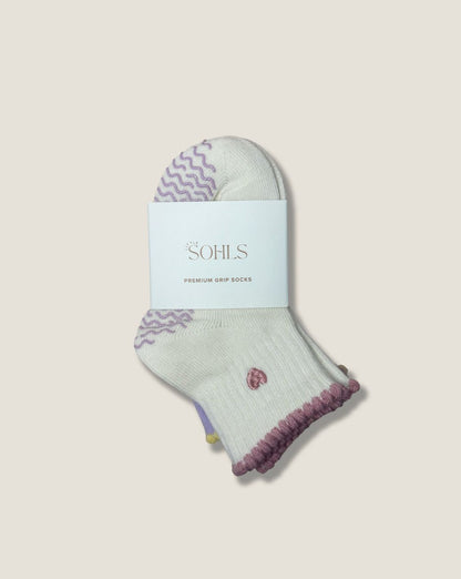 SOHLS Premium Grip Socks – 3 Pack Pink/Purple