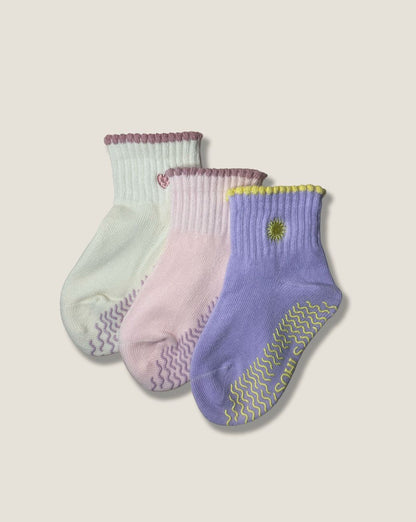 SOHLS Premium Grip Socks – 3 Pack Pink/Purple