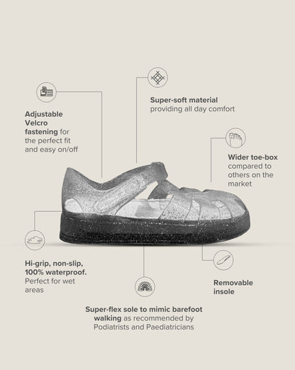 SOHLS® Kids Jelly Sandal – Silver Glitter