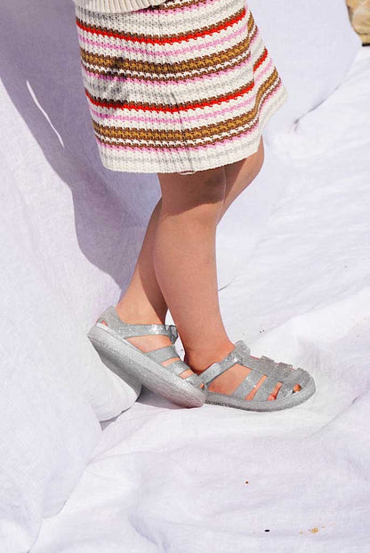 SOHLS® Kids Jelly Sandal – Silver Glitter