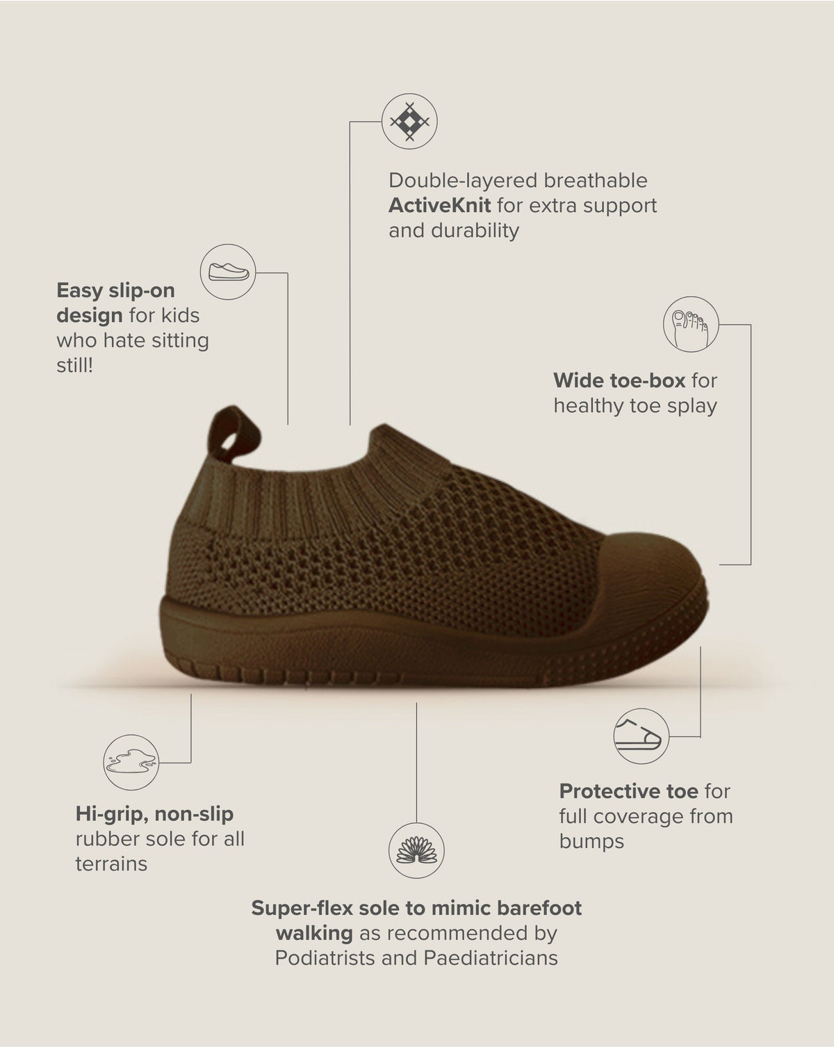 SOHLS® Slip-on Toddler Shoe – Mudstone Brown